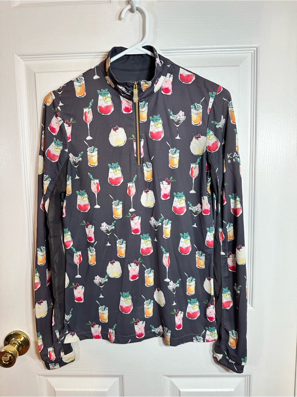 Kastel Women’s Sun Shirt Cocktail-Print Quarter-Zip Small